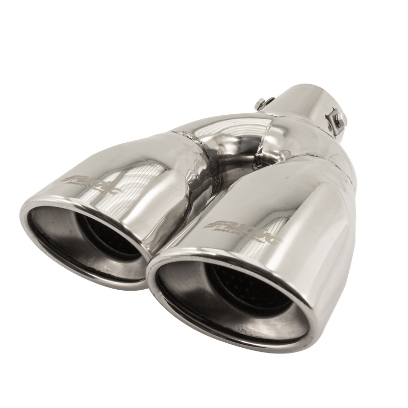 Simoni Racing Uitlaatsierstuk Dubbel Ovaal/Schuin RVS - 167x67xL220mm - Montage 37->68mm - Links Simoni Racing Uitlaatsierstuk Dubbel Ovaal/Schuin RVS - 167x67xL220mm - Montage 37->68mm - Links